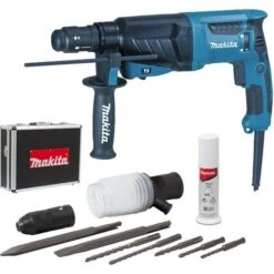 Perfo-burineur MAKITA SDS-Plus - 800W 26 Mm + Coffret Alu + Kit D'accessoires - HR2630TX4