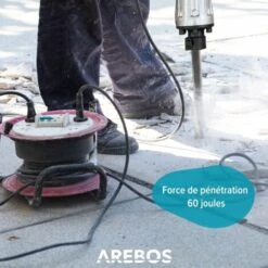 AREBOS Marteau De Démolition Marteau à Percussion 1700W 60 Joules 1900 Coups Par Minute Mallette Avec Roues Incluse -Magasin D'Outils Électriques 32242915 3