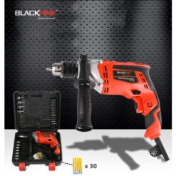 BLACKPINE - Perceuse Percussion, 57pcs Kit D'accessoires, Perceuse à Percussion 850W 3000R/PM, Perforateur Taille De Mandrin 0-13mm