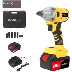 BLACKPINE - Clé à Chocs Sans Fil, 300Nm Boulonneuse A Choc Avec 15000mAh Batterie X 2, Douilles à Chocs X 7, Un Chargeur Rapide