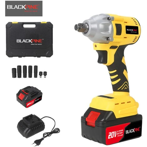 BLACKPINE - Clé à Chocs Sans Fil, 300Nm Boulonneuse A Choc Avec 15000mAh Batterie X 2, Douilles à Chocs X 7, Un Chargeur Rapide 3 BLACKPINE - Clé à Chocs Sans Fil, 300Nm Boulonneuse A Choc Avec 15000mAh Batterie X 2, Douilles à Chocs X 7, Un Chargeur Rapide