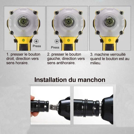 BLACKPINE - Clé à Chocs Sans Fil, 300Nm Boulonneuse A Choc Avec 15000mAh Batterie X 2, Douilles à Chocs X 7, Un Chargeur Rapide 5 BLACKPINE - Clé à Chocs Sans Fil, 300Nm Boulonneuse A Choc Avec 15000mAh Batterie X 2, Douilles à Chocs X 7, Un Chargeur Rapide – Image 3