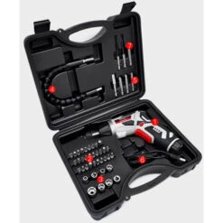 BLACKPINE- Visseuse Sans Fil 5Nm, 44 Accessoires Tournevis Sans Fil, 1300mAh Avec Chargeur USB, 6 +1 Niveau Reglages Du Couple, 2 Lampe LED, 2 Position Poigne Reglable, Boîte Compacte -Magasin D'Outils Électriques 32703015 3