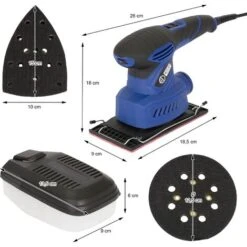 Ponceuse Excentrique Delta Vibrante 220W 12000 Tr/min Avec 6 Feuilles Abrasives -Magasin D'Outils Électriques 39896570 5