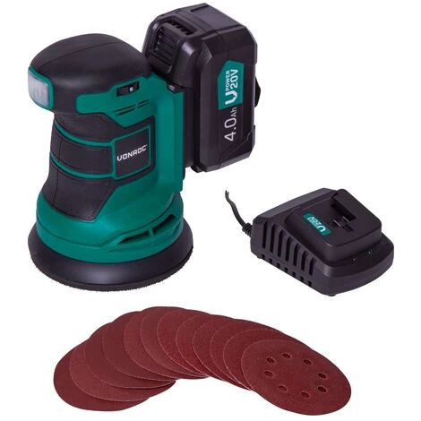 Ponceuse Orbitale Sans Fil 20V - Ø125mm – 12 Feuilles Abrasives Et Sac De Récupération De Poussière - Batterie 4.0 Ah Et Chargeur Inclus 3 Ponceuse Orbitale Sans Fil 20V - Ø125mm – 12 Feuilles Abrasives Et Sac De Récupération De Poussière - Batterie 4.0 Ah Et Chargeur Inclus