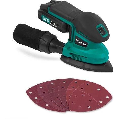 Ponceuse Delta Multifonction Sans Fil 20V – 6 Feuilles Abrasives, Batterie 2.0Ah Et Chargeur Inclus 3 Ponceuse Delta Multifonction Sans Fil 20V – 6 Feuilles Abrasives, Batterie 2.0Ah Et Chargeur Inclus