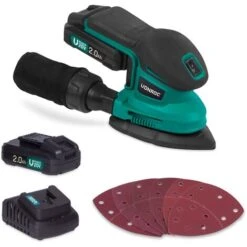 Ponceuse Delta Multifonction Sans Fil 20V – 6 Feuilles Abrasives, 2 Batteries 2.0Ah Et Chargeur Inclus