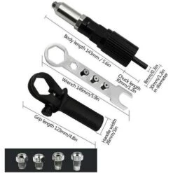 Adaptateur De Pistolet A Riveter Electrique Avec Boitier En Fonte D'Aluminium Et Poignee Antiderapante Pour Perceuse Sans Fil Outil D'Insertion De Riveteuse A Riveter Electrique -Magasin D'Outils Électriques 53456219 5