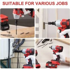 Brushless Clé à Chocs Sans Fil 320Nm, Perceuse A Percussion,TEENO Pack 2 Outils, 2 Batterie 3.0Ah,1 Chargeur, 29 Accessoires, 2 Vitesses, Avec Boite En Plastique -Magasin D'Outils Électriques 60163062 5