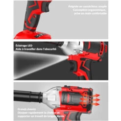 Boulonneuse A Choc Sans Fil, Perceuse Visseuse Devisseuse San Fil - Avec 2 Batteries 24V, 350 Nm, 0-3000 Tr/min, Lumière LED 8 Boulonneuse A Choc Sans Fil, Perceuse Visseuse Devisseuse San Fil - Avec 2 Batteries 24V, 350 Nm, 0-3000 Tr/min, Lumière LED -Magasin D'Outils Électriques 65747097 3