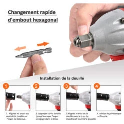 Boulonneuse A Choc Sans Fil, Perceuse Visseuse Devisseuse San Fil - Avec 2 Batteries 24V, 350 Nm, 0-3000 Tr/min, Lumière LED 9 Boulonneuse A Choc Sans Fil, Perceuse Visseuse Devisseuse San Fil - Avec 2 Batteries 24V, 350 Nm, 0-3000 Tr/min, Lumière LED -Magasin D'Outils Électriques 65747097 4