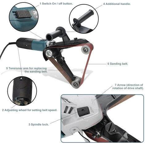 SWANEW Ponceuse à Bande Ponceuse à Bande Acier De Polissage Travail Efficace Meuleuse De Tuyau Polisseuse 5 SWANEW Ponceuse à Bande Ponceuse à Bande Acier De Polissage Travail Efficace Meuleuse De Tuyau Polisseuse – Image 3