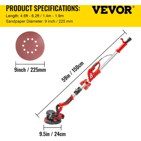 VEVOR Ponceuse Orbitale Filaire 850W, Ponceuse Excentrique Filaire à LED 4 VEVOR Ponceuse Orbitale Filaire 850W, Ponceuse Excentrique Filaire à LED – Image 2