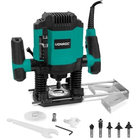 VONROC Défonceuse 1200W – 6-8mm – Vitesse Variable 16 000 – 30 000 Tr/min – Avec Lot De 6 Fraises, Guide De Copie, Guide Parallèle Et Aiguille De Centrage 3 VONROC Défonceuse 1200W – 6-8mm – Vitesse Variable 16 000 – 30 000 Tr/min – Avec Lot De 6 Fraises, Guide De Copie, Guide Parallèle Et Aiguille De Centrage