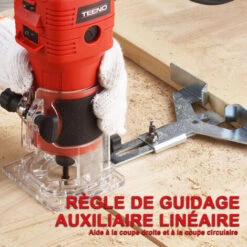 Affleureuse 650W 15000-32000 RPM TEENO, 6 Vitesses Variables,Profession Défonceuse Électrique Avec Fraises à Défoncer Queue De 1/4",Base Fixe Mèches 6.35mm -Magasin D'Outils Électriques 73753752 5