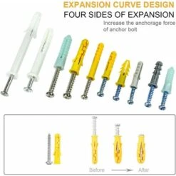 GDRHVFD Kit De Vis Et Chevilles 200 Pièces Grand Assortiment De Vis Chevilles Pour Montage, Réparation, Construction, Forage" -Magasin D'Outils Électriques 74081955 4