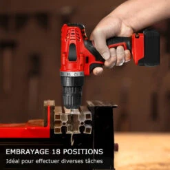 Perceuse Visseuse Sans Fil 18V Visseuse Sans Fil Avec 2 Batteries 18+1 Réglages De Couple Auto-serrant 10mm LED Pour Bricolage 2 Vitesses Idéal Pour Visser Et Percer 9 Perceuse Visseuse Sans Fil 18V Visseuse Sans Fil Avec 2 Batteries 18+1 Réglages De Couple Auto-serrant 10mm LED Pour Bricolage 2 Vitesses Idéal Pour Visser Et Percer -Magasin D'Outils Électriques 76879729 3