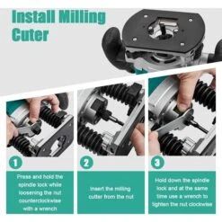 Défonceuse Verticale Electrique 1200 W 16000-30000 RPM STANEW, Profession Fresatrice Verticale Avec Set De 12 Fraises,6 Vitesses, Réglage De La Profondeur De Fraisage. -Magasin D'Outils Électriques 77013334 4