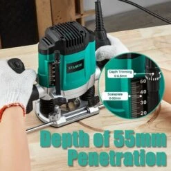 Défonceuse Verticale Electrique 1200 W 16000-30000 RPM STANEW, Profession Fresatrice Verticale Avec Set De 12 Fraises,6 Vitesses, Réglage De La Profondeur De Fraisage. -Magasin D'Outils Électriques 77013334 5