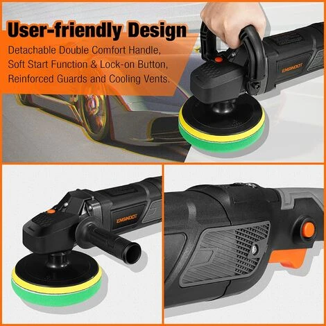 ENGINDOT Gener PPGJ01A Polisseuse Pour Voiture, 1500 W, à Six Vitesses Variables, 600-3000 RPM, écran LCD, Tampon Remplaçable, 150 Mm, 180 Mm, Interrupteur De Verrouillage, Poignée Amovible - PPGJ01A 6 ENGINDOT Gener PPGJ01A Polisseuse Pour Voiture, 1500 W, à Six Vitesses Variables, 600-3000 RPM, écran LCD, Tampon Remplaçable, 150 Mm, 180 Mm, Interrupteur De Verrouillage, Poignée Amovible - PPGJ01A – Image 4