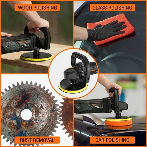 ENGINDOT Gener PPGJ01A Polisseuse Pour Voiture, 1500 W, à Six Vitesses Variables, 600-3000 RPM, écran LCD, Tampon Remplaçable, 150 Mm, 180 Mm, Interrupteur De Verrouillage, Poignée Amovible - PPGJ01A 7 ENGINDOT Gener PPGJ01A Polisseuse Pour Voiture, 1500 W, à Six Vitesses Variables, 600-3000 RPM, écran LCD, Tampon Remplaçable, 150 Mm, 180 Mm, Interrupteur De Verrouillage, Poignée Amovible - PPGJ01A – Image 5