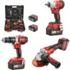(Clé à Chocs Sans Fil Brushless+Perceuse A Percussion +Meuleuse D'angle Brushless)Pack 3 Outils TEENO 20V 2Batteries 3Ah -Magasin D'Outils Électriques 83409932 1