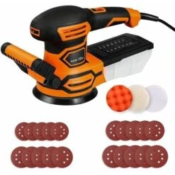 20 Pcs Ponceuse Excentrique 450W TACKLIFE, 13000 RPM, Système De Dépoussiérage, Ponceuse Orbitale à Vitesse Variable - PRS03A