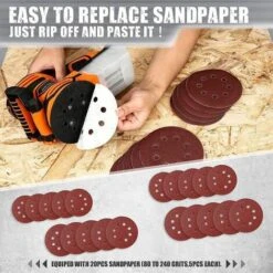 20 Pcs Ponceuse Excentrique 450W TACKLIFE, 13000 RPM, Système De Dépoussiérage, Ponceuse Orbitale à Vitesse Variable - PRS03A 9 20 Pcs Ponceuse Excentrique 450W TACKLIFE, 13000 RPM, Système De Dépoussiérage, Ponceuse Orbitale à Vitesse Variable - PRS03A -Magasin D'Outils Électriques 87563951 4