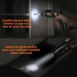 31 Pcs Tournevis Sans Fil Rechargeable TACKLIFE, 3.6 V, 4Nm Max, Réglage Du Couple 6+1, Lumière LED Avant Et Arrière - SDH13DC -Magasin D'Outils Électriques 88959167 3
