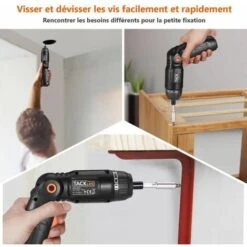 31 Pcs Tournevis Sans Fil Rechargeable TACKLIFE, 3.6 V, 4Nm Max, Réglage Du Couple 6+1, Lumière LED Avant Et Arrière - SDH13DC -Magasin D'Outils Électriques 88959167 4