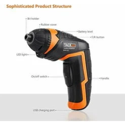 TACKLIFE Tournevis Sans Fil, Tournevis électrique Rechargeable 3,6 Volts 2000 MAh Batterie Lithium-ion Avec 33 Embouts De Vis Gratuits, Chargement USB Avec Deux LED, SDP70DC -Magasin D'Outils Électriques 89470400 2
