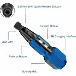 Tournevis Electrique Sans Fil, Tournevis Electrique Rechargeable USB 3,6 V 900 MAh, Lampe De Travail LED, 9 Embouts Magnétiques Et Porte-Embout 1/4 -Magasin D'Outils Électriques 92294563 3