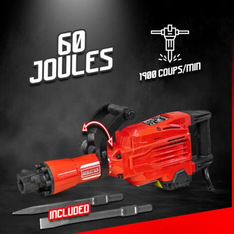 Marteau Piqueur 1700W-60 Joules - 1900 Coups/minute - Avec Coffret Métal 4 Marteau Piqueur 1700W-60 Joules - 1900 Coups/minute - Avec Coffret Métal – Image 2