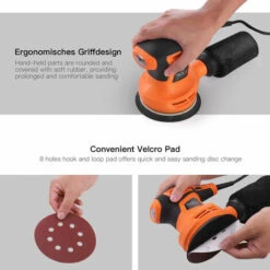 TACKLIFE Ponceuse Excentrique 280W, 6 Vitesses (6,000-13,000rpm), 10 125mm Disques Abrasifs (80 Grains) Et 3 Accessoires De Polissage (tissu Microfibre, éponge Et Laine) Inclus, Collecte De La Poussi -Magasin D'Outils Électriques 95135664 3