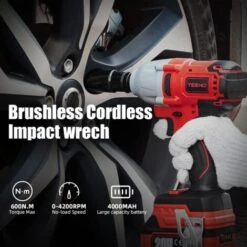 TEENO Clé à Chocs 20V Brushless Lithium-Ion Batteries 4.0Ah, 4 Douilles à Chocs, 600N.m (deux Batteries) 11 TEENO Clé à Chocs 20V Brushless Lithium-Ion Batteries 4.0Ah, 4 Douilles à Chocs, 600N.m (deux Batteries) -Magasin D'Outils Électriques 95841065 5