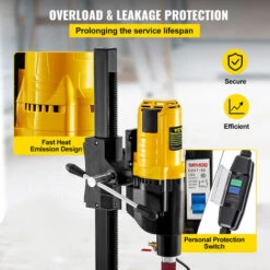 VEVOR Carotteuse A Diamant Diametre 305mm, Perceuse Au Diamant 4800W A Eau, Carotteuse A Beton Avec Roues, Appareil De Forage Diamant Guidage Et Base En Aluminium, Foreuse Au Diamant Poignee Carottier -Magasin D'Outils Électriques 96446086 5