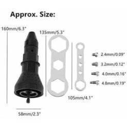 Pistolet à Rivets Sans Fil Kit D'outil De Perceuse électrique à Rivets Riveteuse Adaptateur Insert Écrou Outil De Puissance à Main Accessoires (Noir) -Magasin D'Outils Électriques 97644674 2