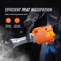 VEVOR Marteau De Demolition 2200 W Marteau-Piqueur 66 J 1350 BPM Marteau Perforateur Avec 4 Burins Remplacables Poignee Rotative 360° Anti-Vibration Brise-Beton Pour Burinage Construction Plomberie -Magasin D'Outils Électriques 98403977 5